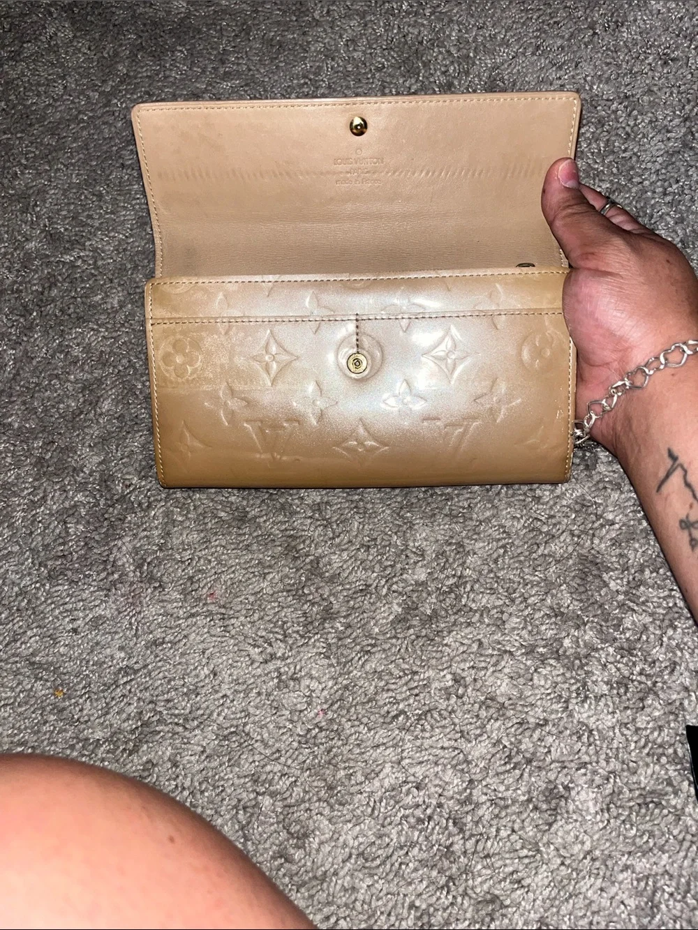 Louis Vuitton sleek leather tan wallet